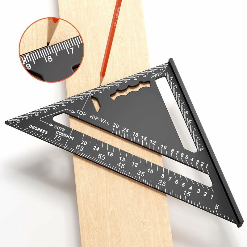 Sipiris Equerre de charpentier Equerre métrique Règle triangulaire  180mm(7pouces) Règle à tracer métallique Equerre métrique de menuisier  Equerre de butée Utilisée pour la construction(2 pièces) : :  Bricolage
