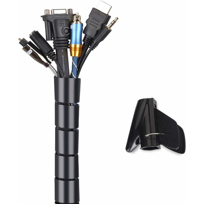 Cache Cable Spirale, 12m Gaine Cable Electrique Flexible Universel, Tube de  Rangement pour Ranger ou Cacher