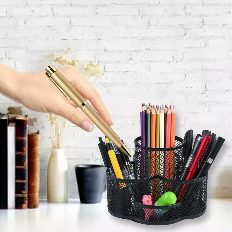 6 PCS Rangement Bureau Organisateur Multifonctionnel Métal Grillagé  Organiseur de Bureau Pot à crayons Porte-stylo