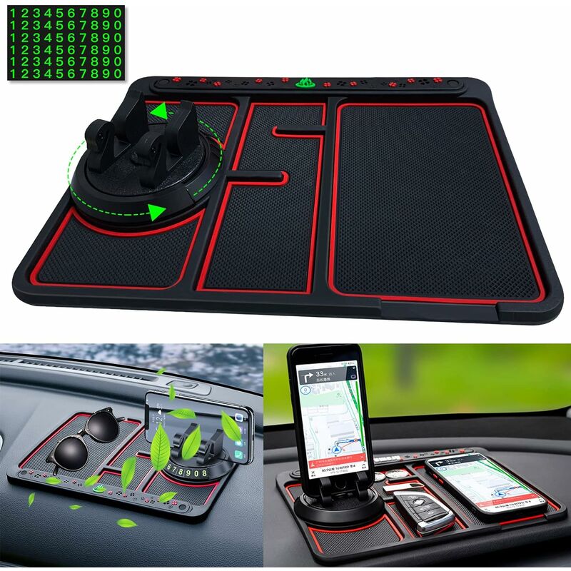 Tapis de téléphone antidérapant Tableau de bord Tapis 360 degrés Support de  téléphone de voiture rotatif pour voiture neuve
