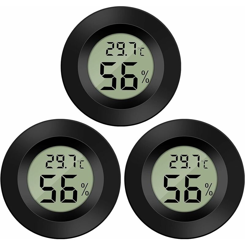 Mini Digital LCD Thermomètre Hygromètre Température Humidité -5070℃ 10%99%  RH Thermomètre Portable Thermo Hygromètre Indicateur pour Bureau Cuisine  Humidors Incubateurs Reptiles - (3 PCS - B)