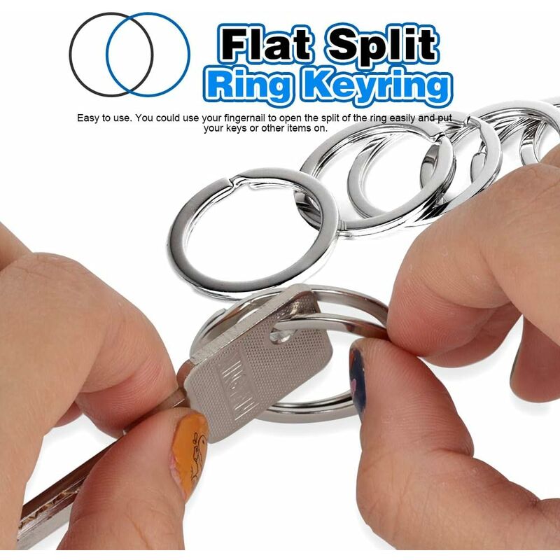 Porte-clés à blanc en métal Split Ring Femmes Hommes Porte-clés de