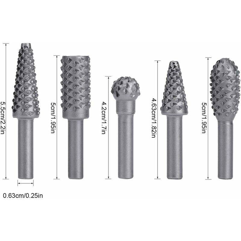 5 Pièces Fraise Outils De Sculpture Gravure Foret Ensemble Bois Carbure  Solide Meulage Fraise En Acier