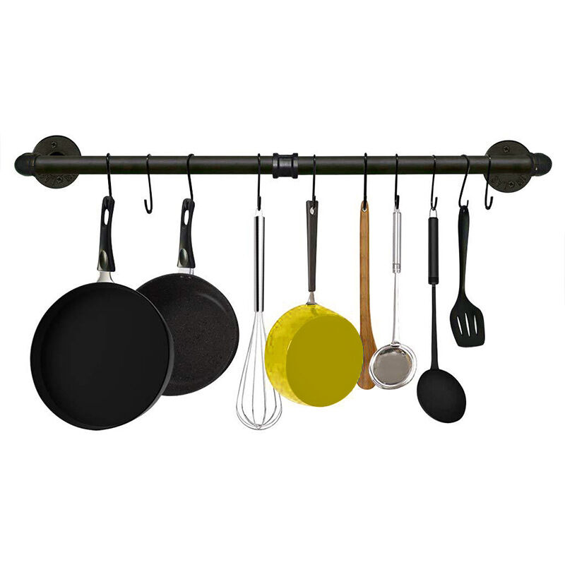 50cm Noir Crochet de cuisine Rack Mural Garde-manger Porte-outils