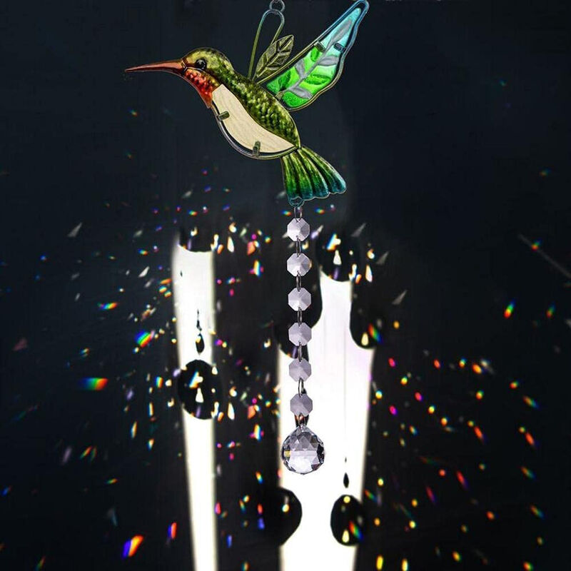 Attrape-soleil en cristal vert colibri pendentif lustre suspendu