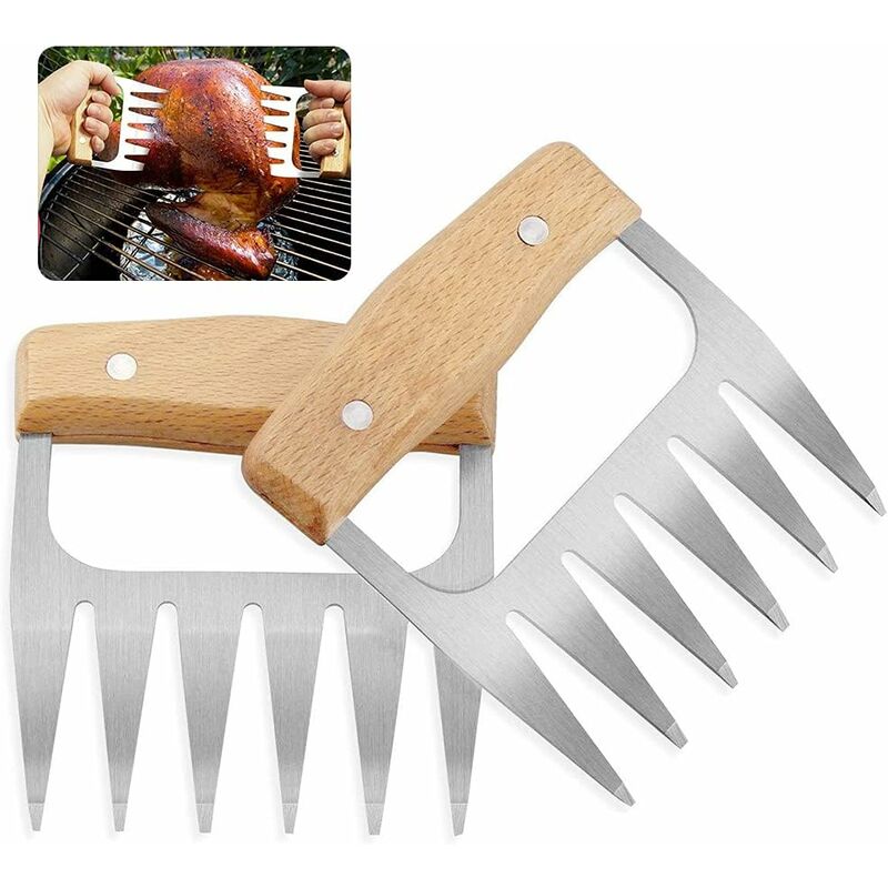 Meat Shredder Claws acier inoxydable 8,6 Déchiqueteuse à poulet avec  poignée en bois