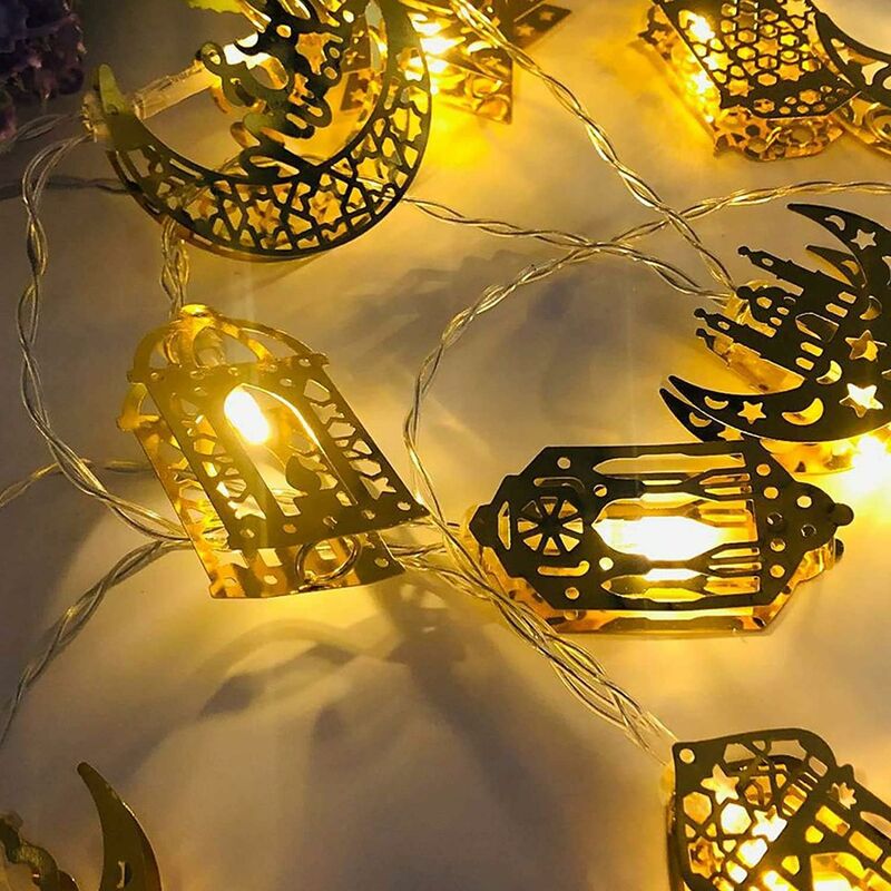 Eid Mubarak Décoration Chaîne Lumières Fenêtre Rideau Ramadan Eid