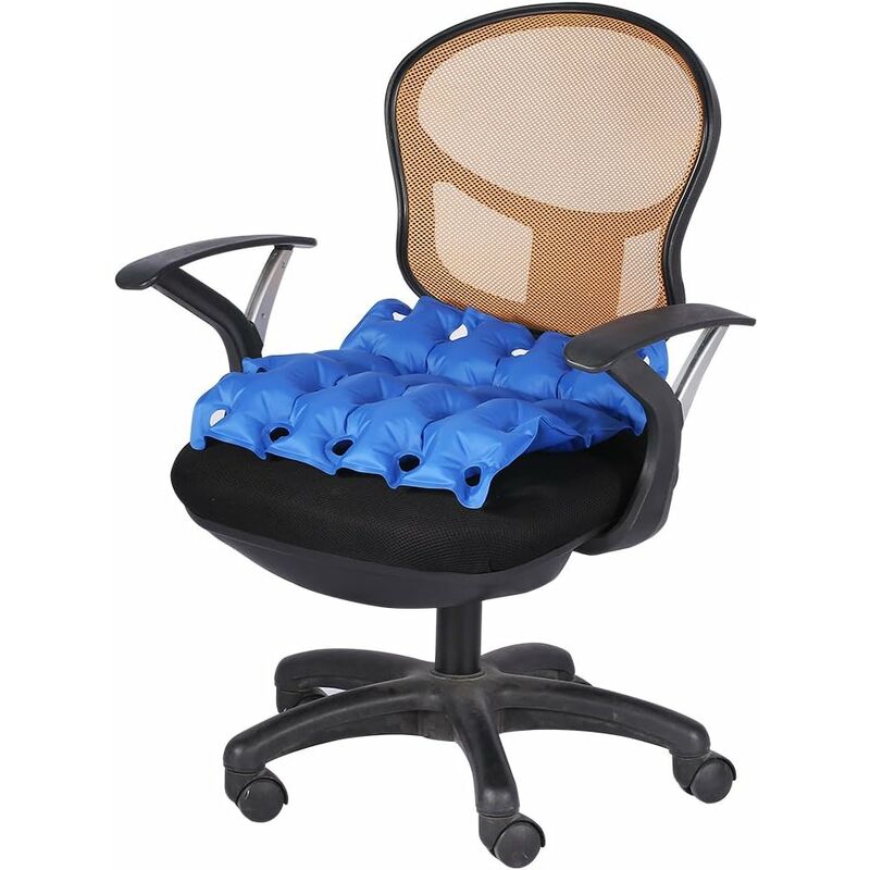 Le coussin gonflable portatif de siège, tapis de chaise en mousse à mémoire  de forme confortable, tapis de chaise gonflable pour les patients  hospitalisés, les patients au lit (bleu, 46.5X46.5cm)——VEB