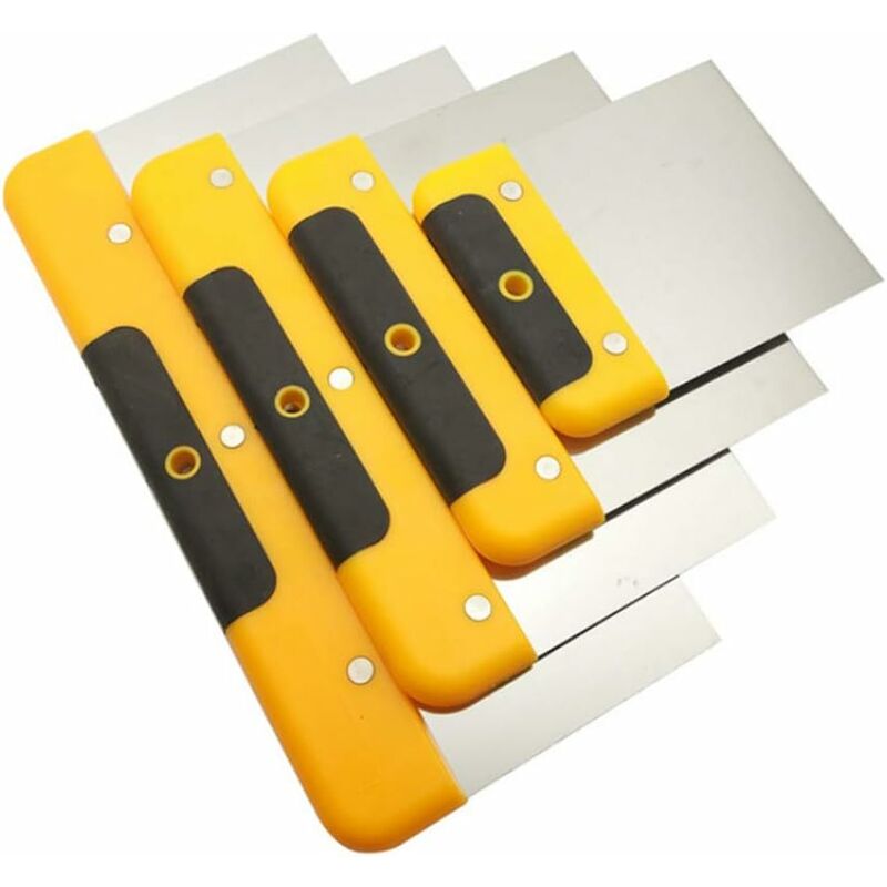 Kit couteaux de carrossier, 5 spatules japonaises pour mastic enduit + 2  cales caoutchouc à poncer carrosserie