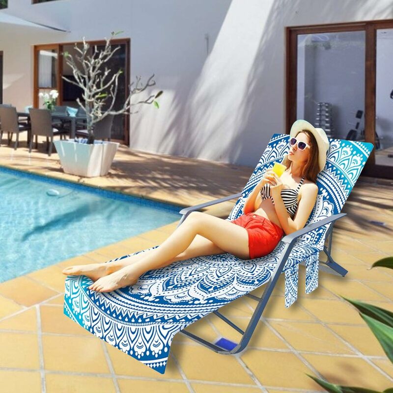 AIDUCHO Housse de chaise longue – Serviette en microfibre pour chaise  longue de piscine, chaise longue d'extérieur pour jardin, plage, hôtel