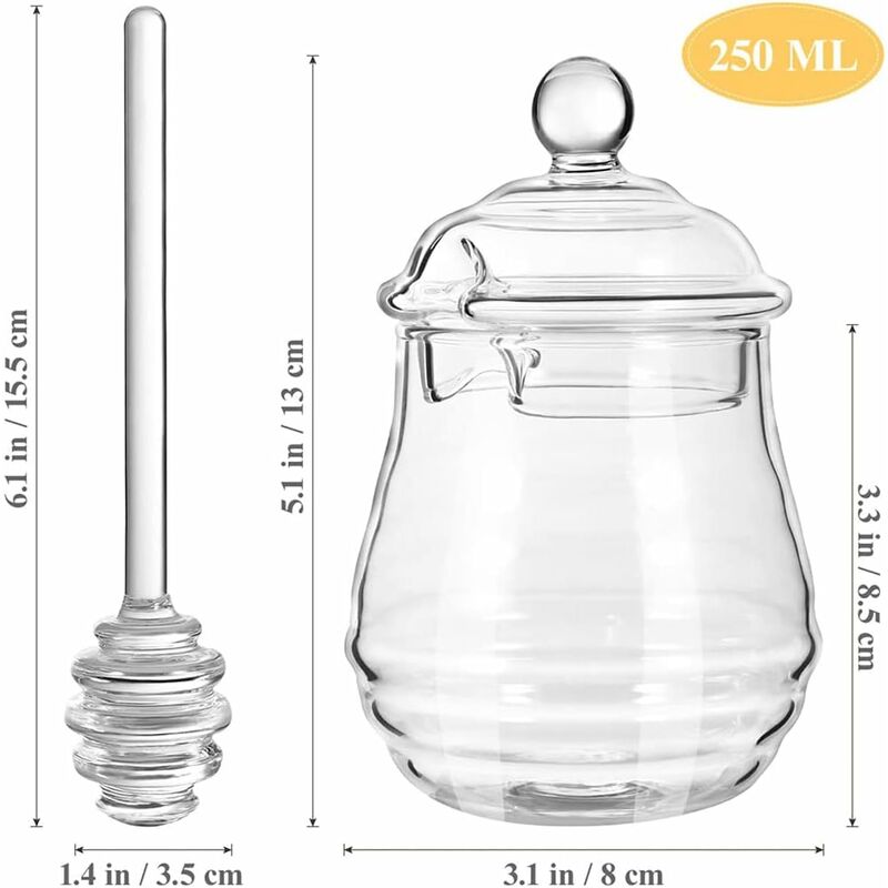 Pot en verre clair avec couvercle Noir 250 ml