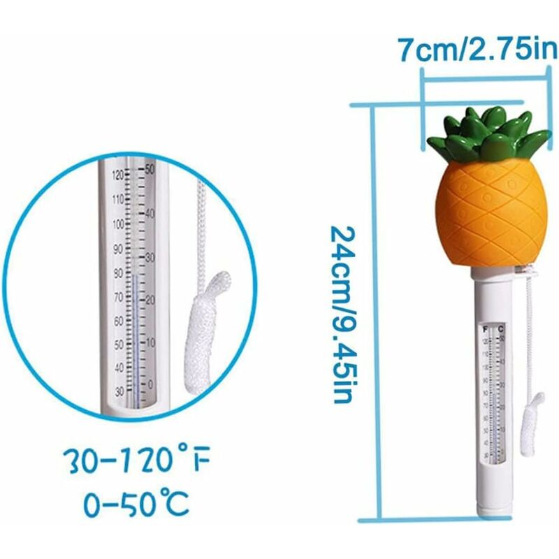Thermomètre À Piscine Flottante en Forme D'ananas, Thermomètre Résistant  AYYQH