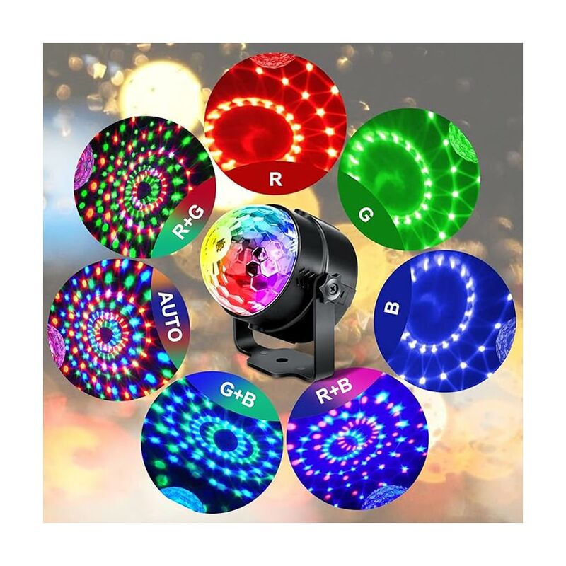 Boule Disco 2 Pack, LUNSY Boule a Facette de Commande Vocale Lumière Soirée  360° Rotation LED Lampe, RVB 7 Couleurs Jeux de Lumiere avec Télécommande 3  Modes pour Enfants Fête/Noël/DJ : 
