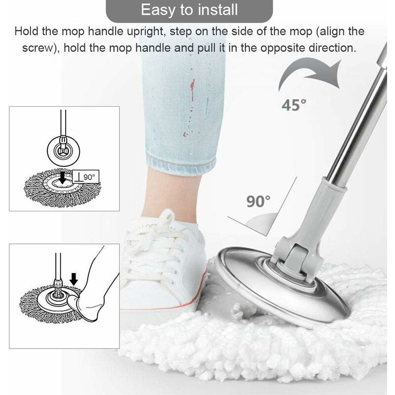 3pcs Mop Refill pour Vileda Spin And Clean Mop - Spin Mop Head Replacement  - Remplacement de tête de vadrouille en microfibre réutilisable lavable