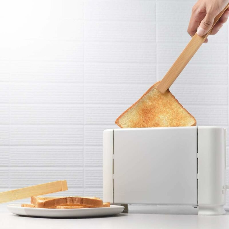 Pince à toast en bambou, pince à grille-pain en bois de 10,2 pouces de long  avec design antidérapant, pince pour cuisiner avec revêtement d'huile de  cuisson, respectueuse de l'environnement