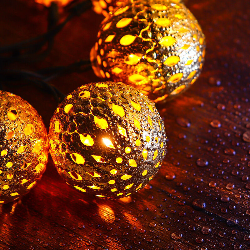 Qianli Guirlande Lumineuse Marocaine, alimentée par Batterie, 20 Globes  Lumineux en Métal Doré pour Décoration d'intérieur, fête de Mariage, Noël,  Intérieur, Doré Alimenté par batterie