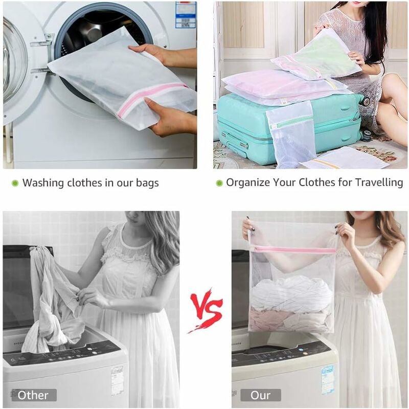 Lot de 7 sacs à linge, filet à linge réutilisable avec fermeture