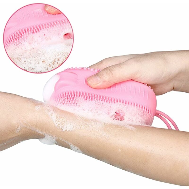 Brosse de bain en silicone à main Poils doux Brosse à récurer corporel  Douche exfoliante Brosse de massage