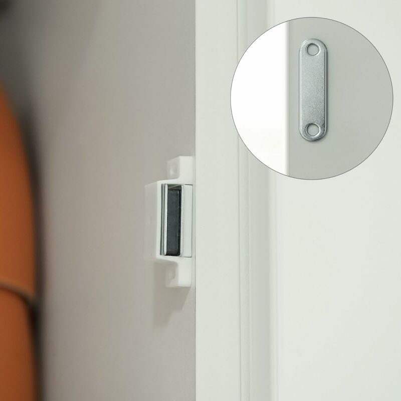 10x loquet magnétique porte - Loqueteau aimanté pour porte armoire -  Fermeture aimant pour meuble avec plaquette - Fermoir en blanc