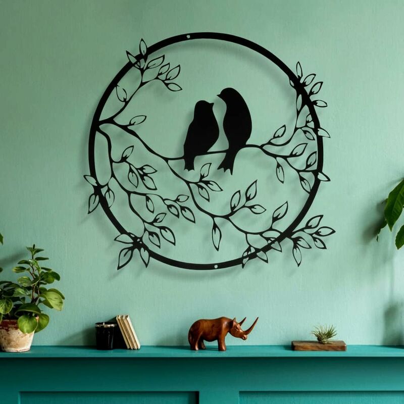 Oiseau Mural Art déco, Une Paire d'oiseaux d'amour sur Les
