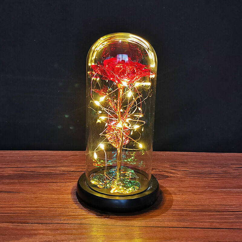 Lumière Led, Rose galaxie dans une veilleuse en forme de dôme de verre,  cadeaux, guirlande lumineuse Led sur fleur, Rose pour la saint-valentin