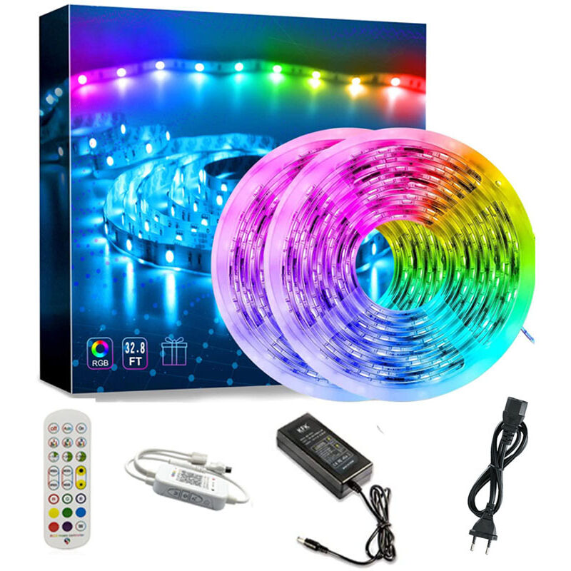 Bande LED 20M 5050 RGB 360 LEDs - Lumière LED Dimmable, Kit avec  Télécommande Infrarouge 44 Touches