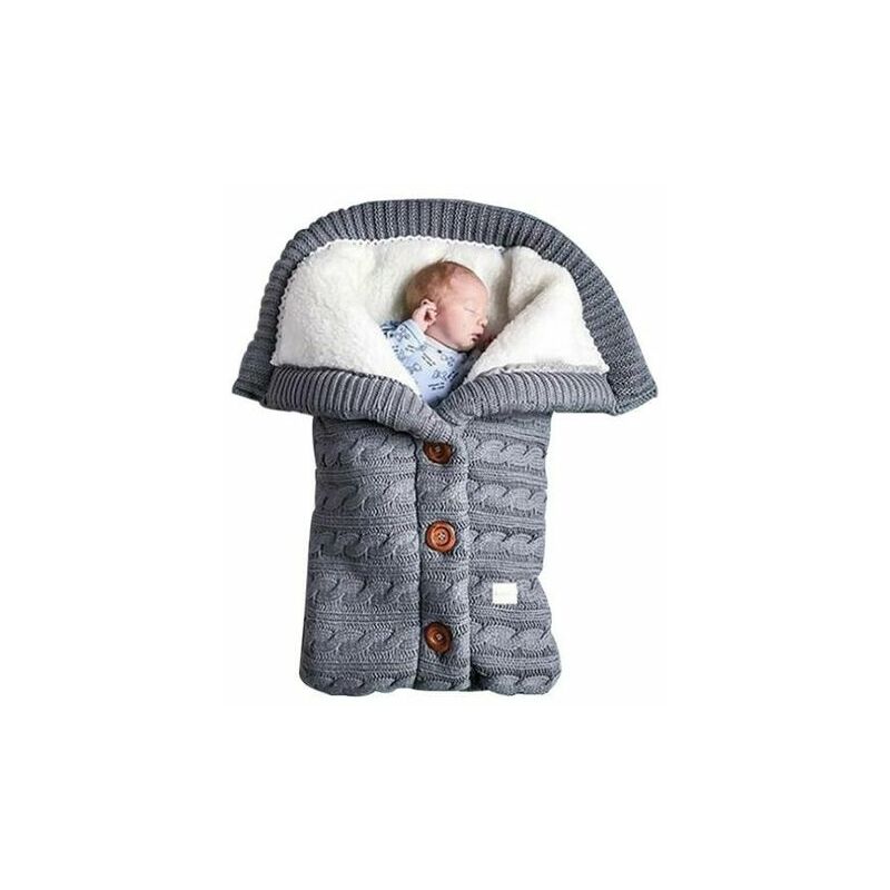 Couverture à emmailloter à capuche pour bébé garçon et fille de 0 à 12 mois  – Sac de couchage tricoté pour nouveau-né, poussette – Cadeau pour bébé –