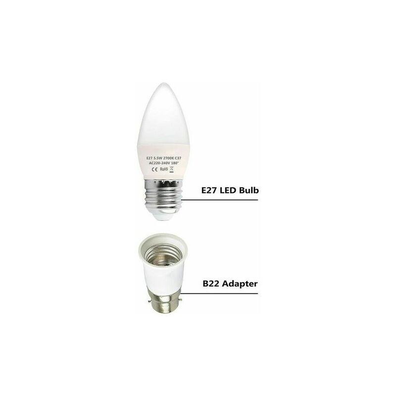 Douille d'ampoule Zenitech - Adaptateur de douille pour ampoules - fiche  mâle B22 vers fiche femelle E27 - Blanc