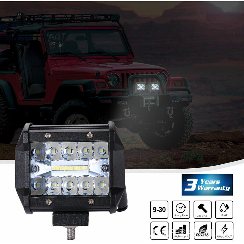 2PCS Lampe de barre LED pour Voiture Camion Tout-Terrain, 60 W