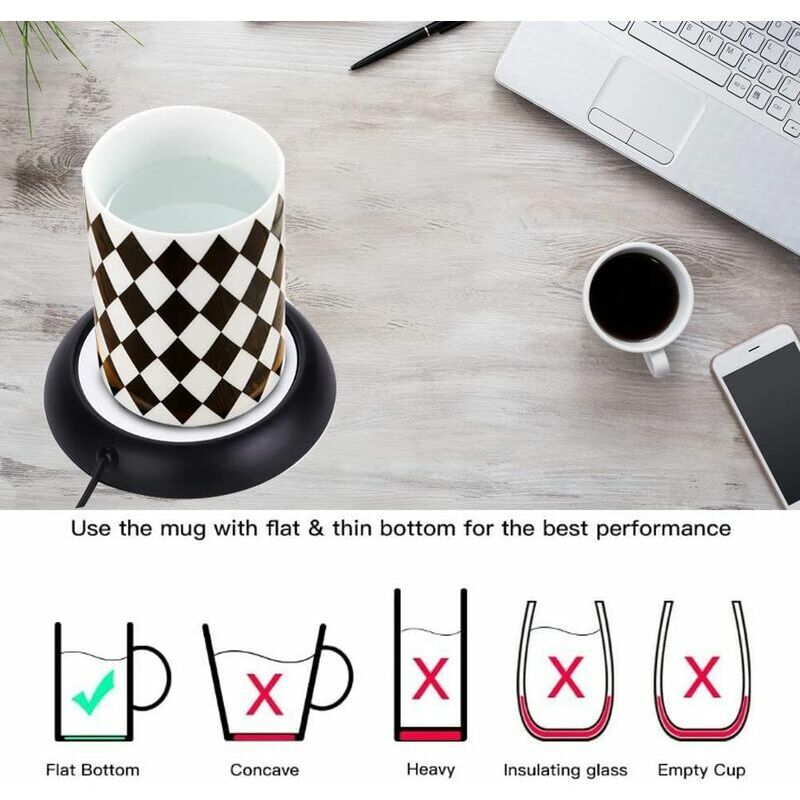 USB Chauffe Tasse à Café, Tasse de Grain de Bois Gadgets Chauffants Tasse à  Café/Thé Mug Tapis de Boisson pour Maison Bureau. (Chauffe)