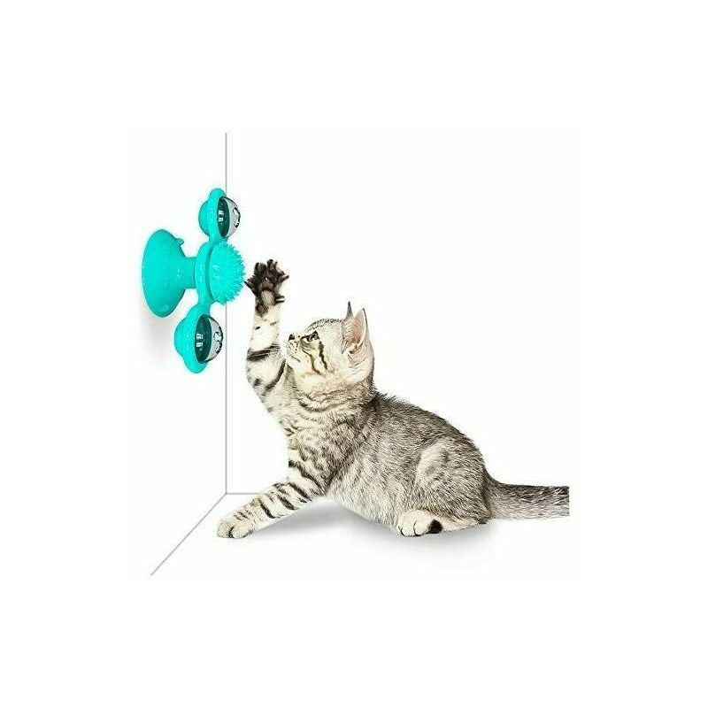 Moulin à vent jouet pour chat chaton rotatif tourne-disque jouet chat  cataire jouet avec ventouse 