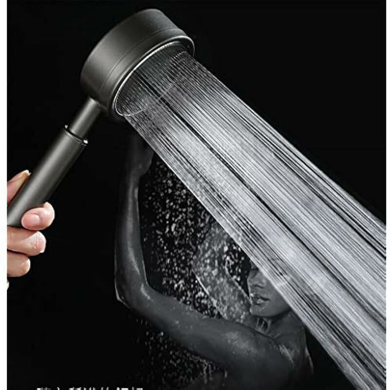 Pommeau de douche haute pression design noir ou argent acier inoxydable