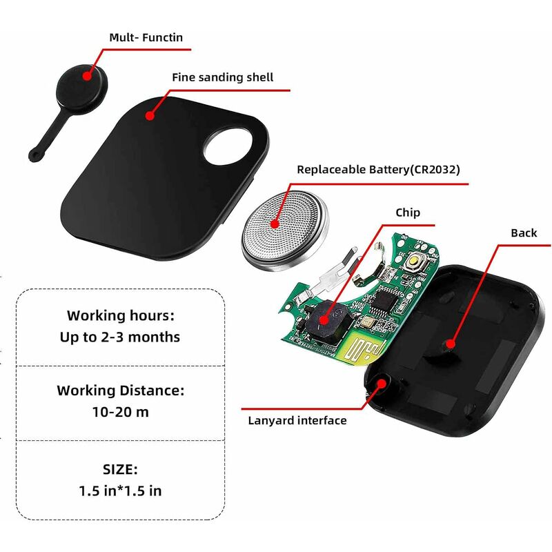 2 PCS Animaux Mini Smart Tracker GPS Avec Batterie Anti-Perte Étanche  Bluetooth Traceur Clés Sac Portefeuille Enfants Trackers Finder Équipements  (Jaune)