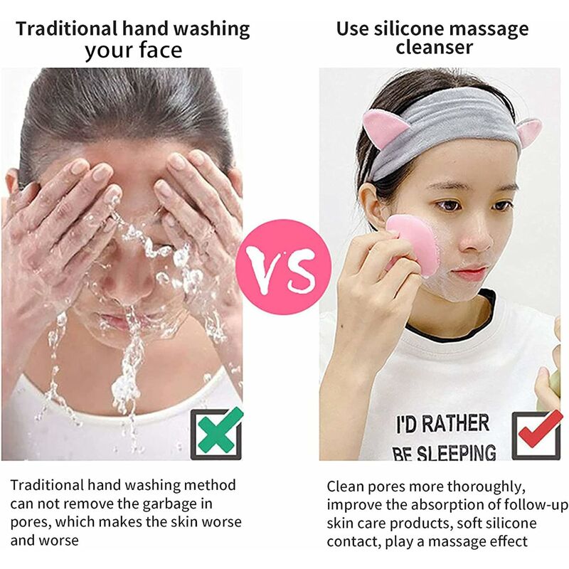 Brosse nettoyante pour le visage en silicone, brosse de lavage manuel  imperméable pour le visage et le nettoyage (rose)