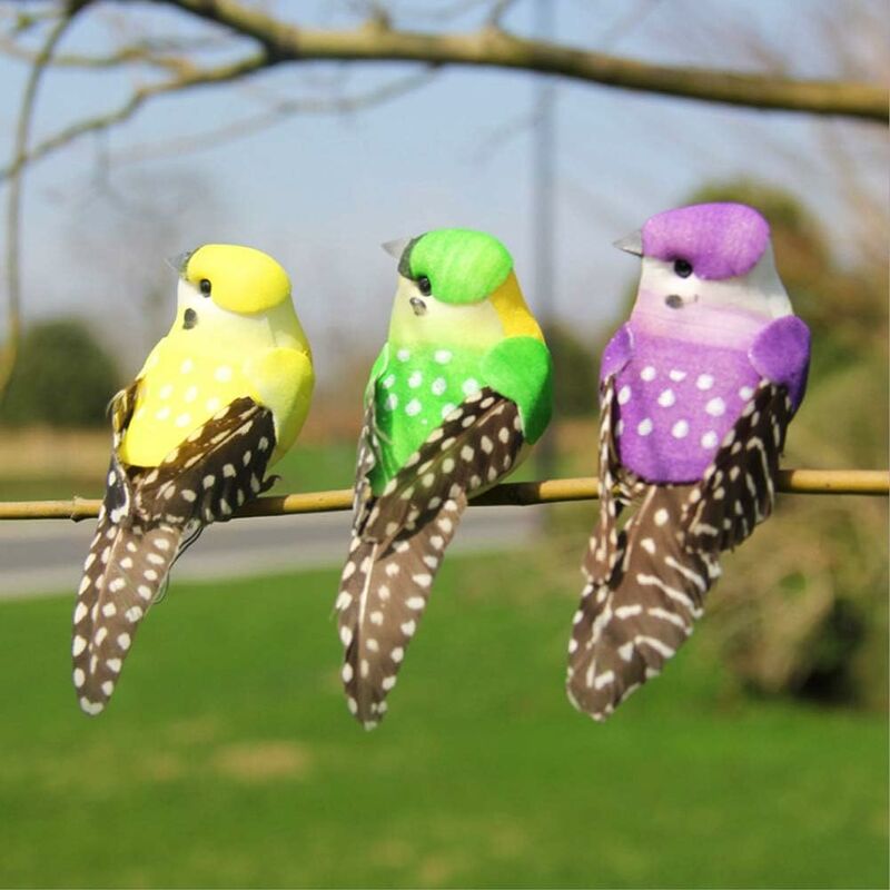 Perruches à plumes à piquer - Oiseaux décoratifs - 3 pièces