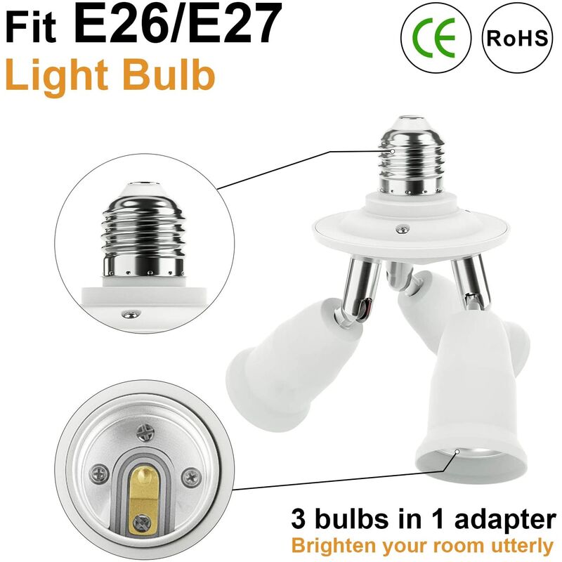 Acheter E27 à 3 E27 support de lampe convertisseurs étendre lampe à LED  ampoules douille 1 à 3 séparateur adaptateur support d'ampoule pour ampoule  E27