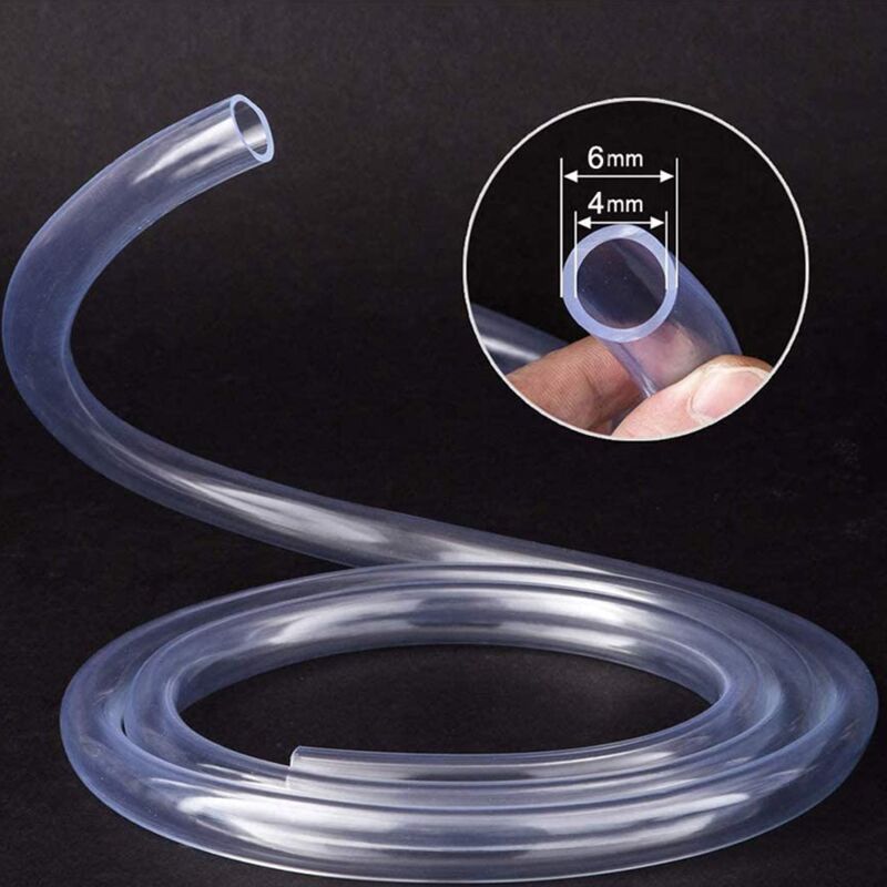 Tuyau en silicone flexible de 5 m - Diamètre extérieur : 6,4 mm - Diamètre  extérieur : 9,4 mm - Tuyau flexible en caoutchouc de silicone - Transparent