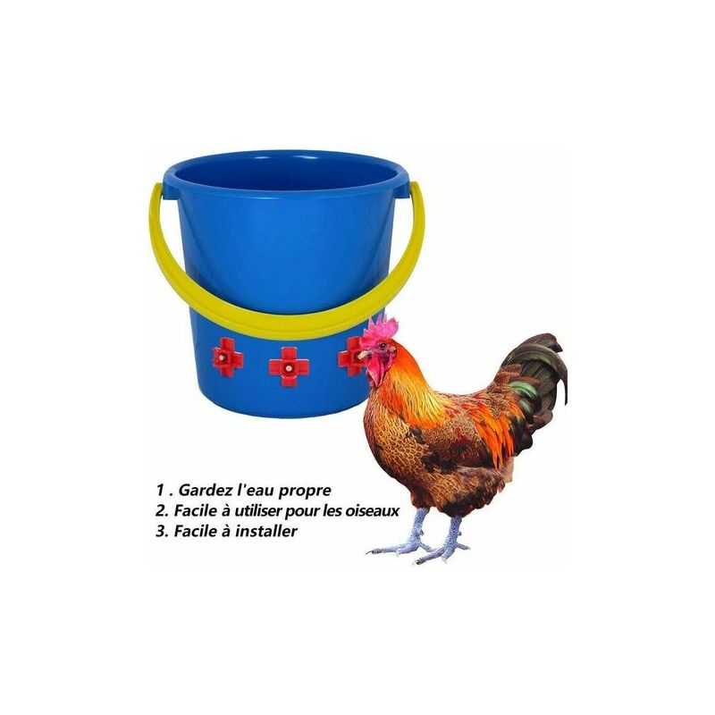12pcs abreuvoir poulet, eau ttine poule alimentateur fournitures de  volaille automatique, distributeur d'eau canard montage latral horizontal  pour ab
