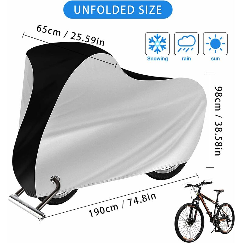 Housse de vélo étanche pour 1 ou 2 vélos, 210T extra-robuste, étanche à la  pluie, étanche à la poussière, protection UV, stockage de vélo pour VTT,  vélo de route avec trous de
