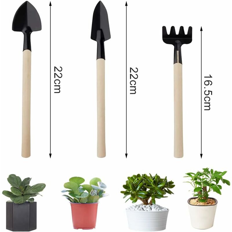 Mini pelle à gazon pratique pour enfants, 3 pièces, outils de jardinage,  râteau, entretien des plantes, manche en bois, ensemble d'outils de jardin