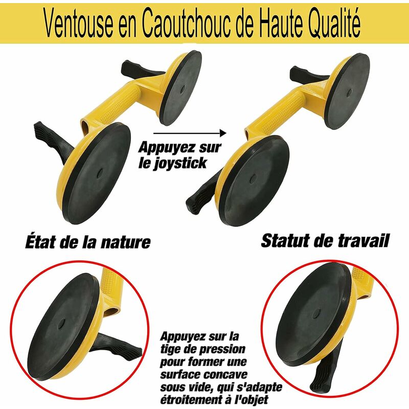 Aspiration En Verre, Ventouse Avec Fonction De Libération Rapide Ventouse  De Vitre 5 Pouces Pour Les Carreaux De Vitre Levage De Granit Miroir  Mouvement Traction