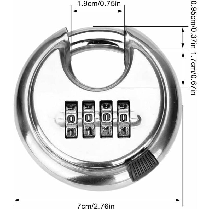 Cadenas Code, 1 PC Cadenas à Combinaison 4 Chiffres Cadenas Casier Code  Exterieur Etanche Alliage de Zinc, 8 mm Diamètre 270g Serrure Cadenas  Robuste pour Porte, College et Garage (Argent)