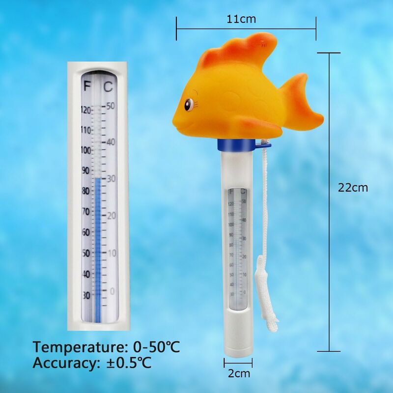 Thermomètre de piscine flottant 1 pièce, thermomètre de température de l'eau  avec cordon et petit-déjeuner pour tous les spas de piscine extérieurs et  intérieurs (tortue)