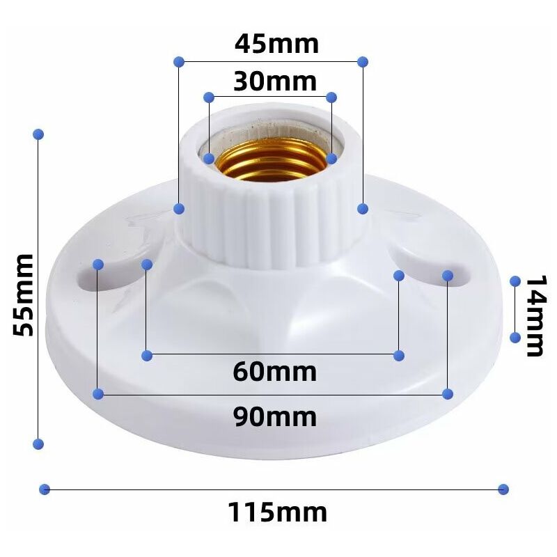 4pcs E27 Vis Capuchon de douille de plafond Blanc Lampe de plafond Bulb