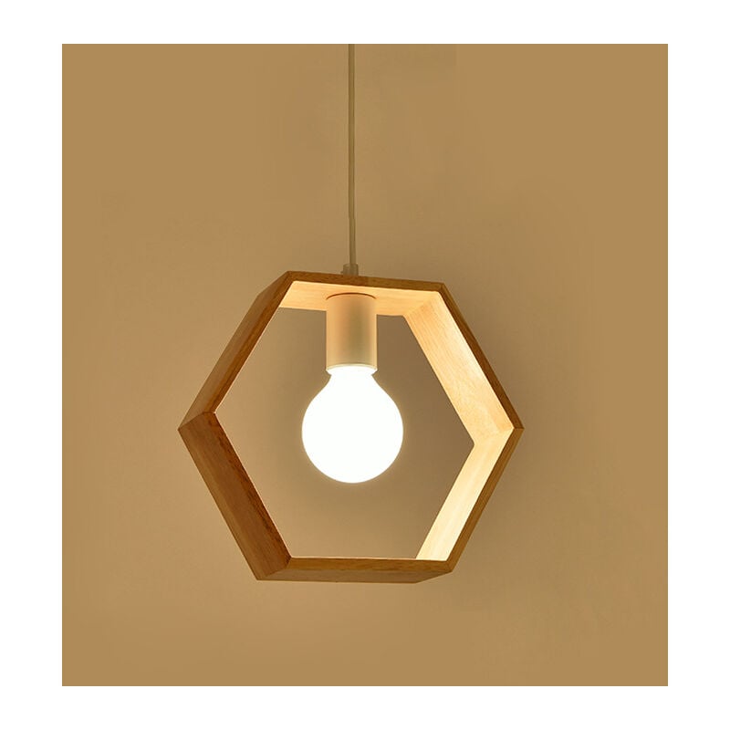 Lampe De Chevet En Bois Naturel Hexagone