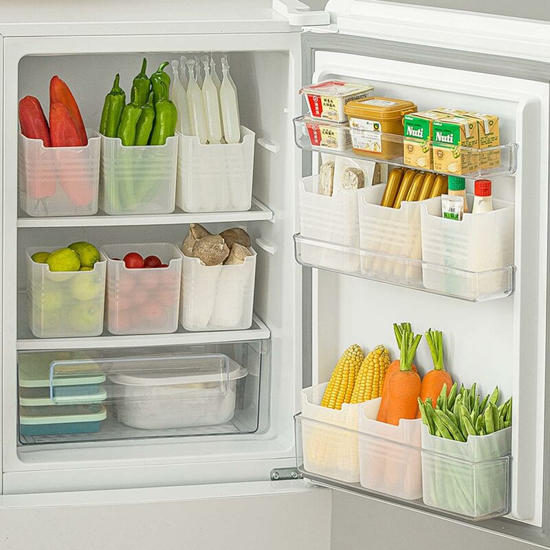 Boite de Rangement Frigo Transparent, Lot de 6 Organisateur Frigo,Empilable  Organisateur Frigo pour Le Réfrigérateur, la Cuisine, Le Garde-Manger, Les