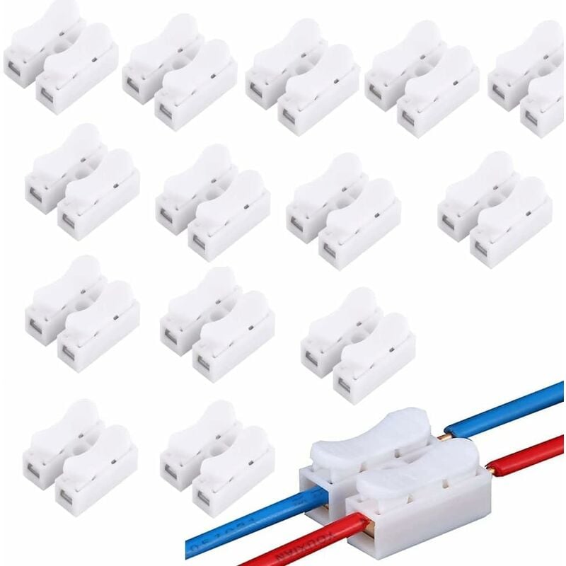 Connecteur de fil, 100 pièces connecteurs de câble 10A 450V 2 broches  connecteurs de fil à