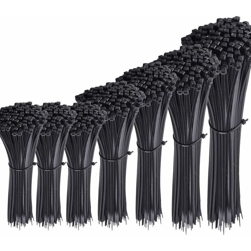 700 Pièces Collier de Serrage Plastique, Rilsan Noir Assortiment