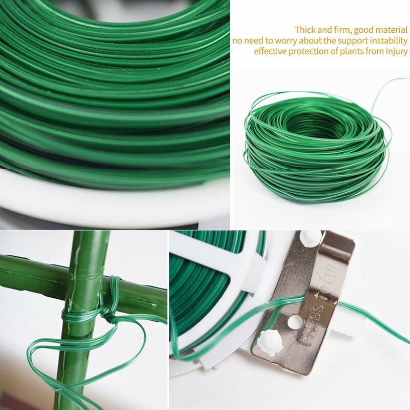 KOTARBAU® Fil de jardin - Diamètre : 1,6 mm - 50 m - Revêtement en PVC -  Pour plantes - Vert : : Jardin
