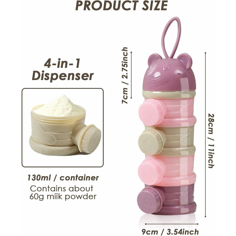 Doseur Bébé 4 Compartiments Distributeur de Bébé Poudre de Lait de
